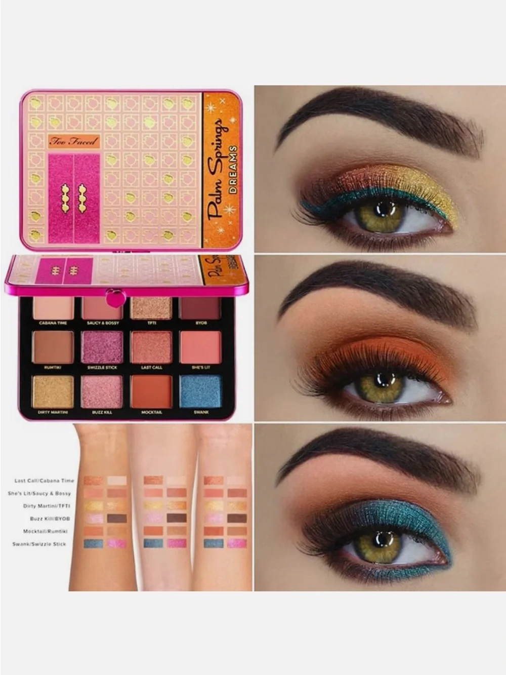 NWB Too Faced Palm Springs Dreams Eyeshadow Palette Limited Edition Pink Shimmer